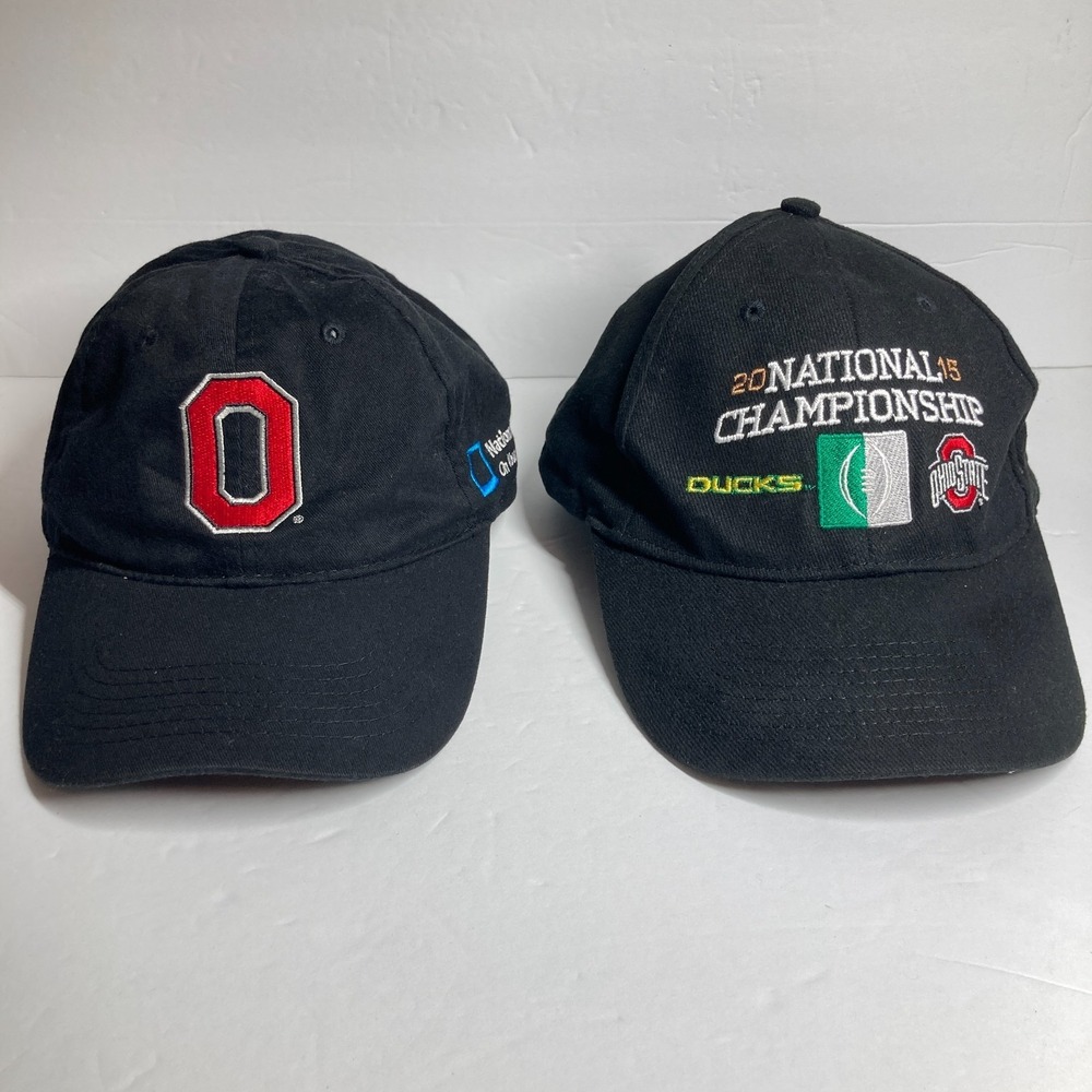 Ohio State University Caps Hats Black Lot of 2 2015 Championship / Nationwide AD